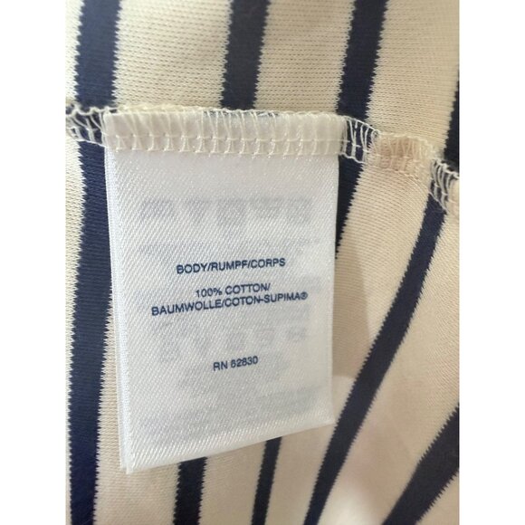 Lands End Cotton Striped Belted Robe L Beige & Navy‎ Lounge - Picture 4 of 8